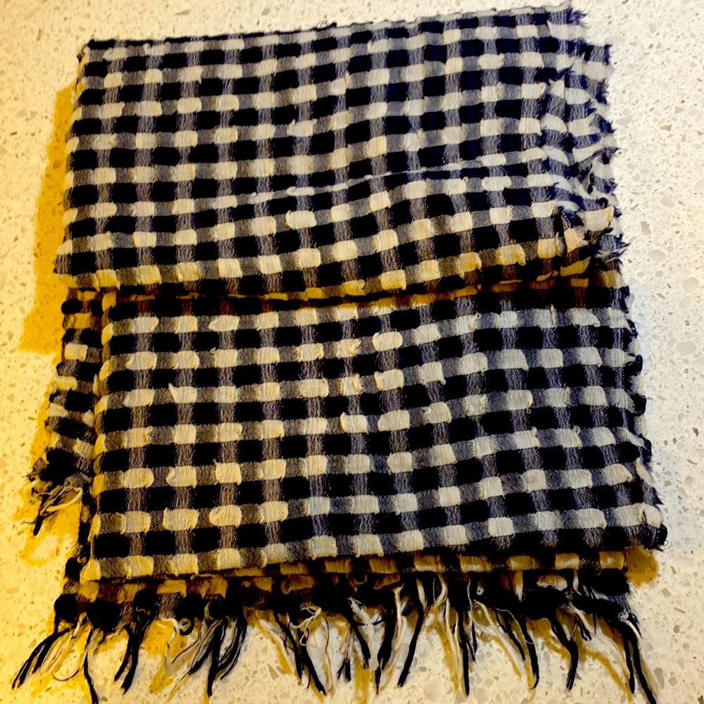 LAST CALL  3 for $35 J crew navy gingham scarf with fringe